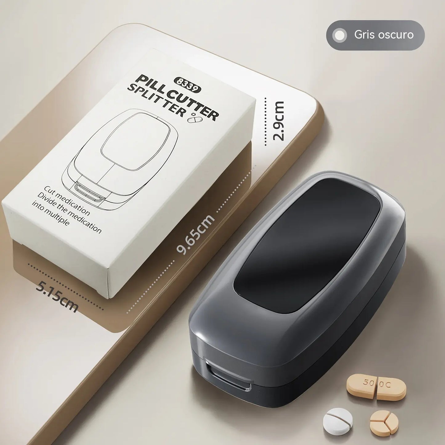 💊Cortador de medicamentos multifuncional para armazenar e cortar medicamentos.