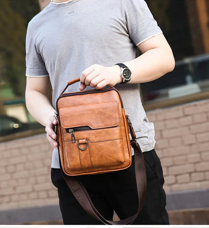 👜 Bolsa casual em pele de bovino para homem