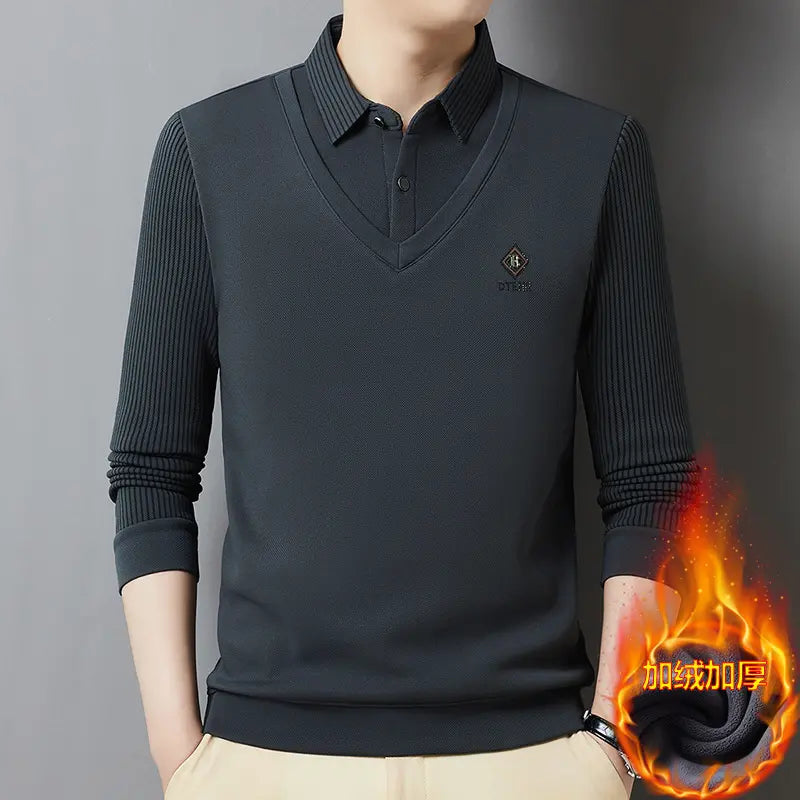 🔥【M-4XL】Conjunto masculino premium de caxemira, duas peças, quente e aconchegante.