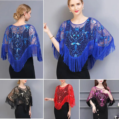【🔥Acquista 1 e ricevi 1 gratis】Nuovo scialle estivo da donna in pizzo e paillettes