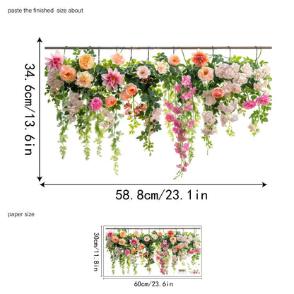 🌸Decalque de Janela com Ramo de Flores Coloridas