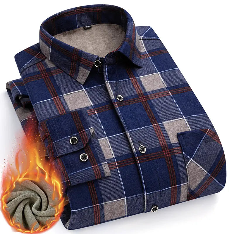 👔【Tamanhos L-5XL】A nova camisa térmica de veludo dupla face para homem para o outono e inverno é moderna e versátil.