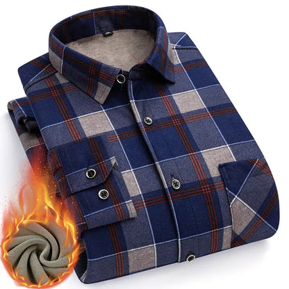 👔【Tamanhos L-5XL】A nova camisa térmica de veludo dupla face para homem para o outono e inverno é moderna e versátil.