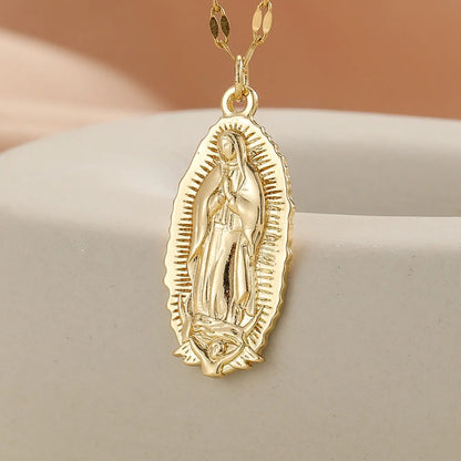 ⛪Colar com Pendente Virgem Maria em Ouro Puro