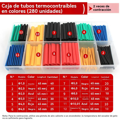 【280/560 peças】Tubo termorretrátil isolante à prova de chamas para cablagem elétrica residencial (faça você mesmo)