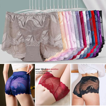 【5/10 peças】Calcinha feminina sexy e respirável de cintura média