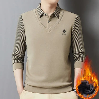 🔥【M-4XL】Conjunto masculino premium de caxemira, duas peças, quente e aconchegante.