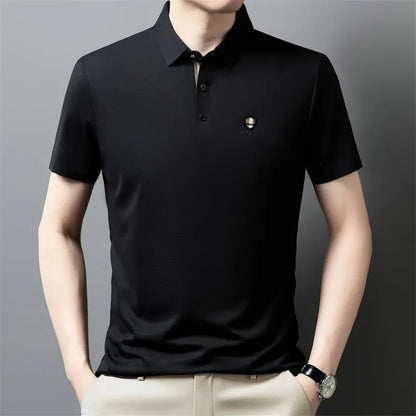 【M-4XL】Nuova polo casual a mezza manica con risvolto in seta ghiacciata estiva 2025