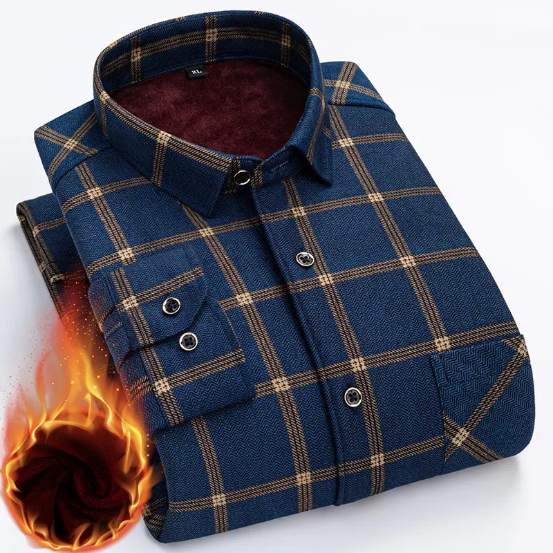 👔【Tamanhos L-5XL】A nova camisa térmica de veludo dupla face para homem para o outono e inverno é moderna e versátil.