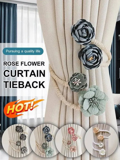 🎁Cordão para cortina com rosas (sem necessidade de furar)