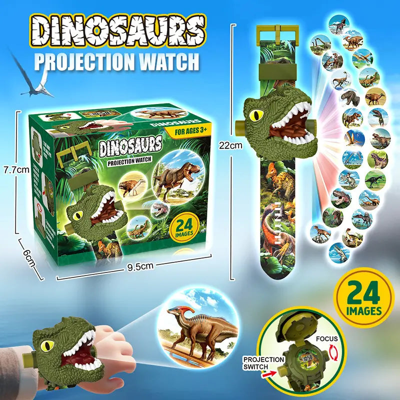 🦖Relógio de Projeção de Dinossauros para Crianças, 24 Projeções Dinâmicas + 🕰️Aprende a Ver as Horas