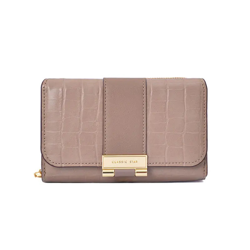 Nova carteira feminina multifuncional com estampado de crocodilo.