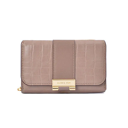 Nova carteira feminina multifuncional com estampado de crocodilo.