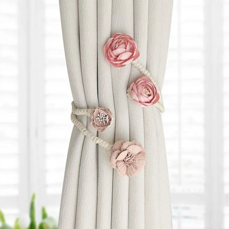 🎁Cordão para cortina com rosas (sem necessidade de furar)