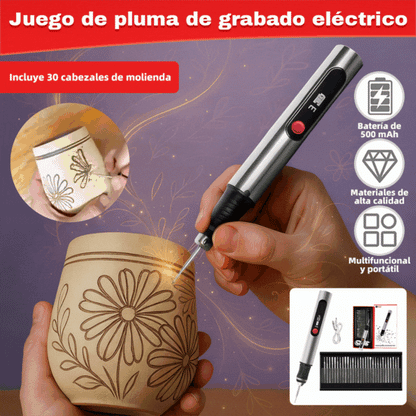 Caneta de gravação multifuncional com bateria de iões de lítio recarregável de longa duração para nail art e polimento elétrico.