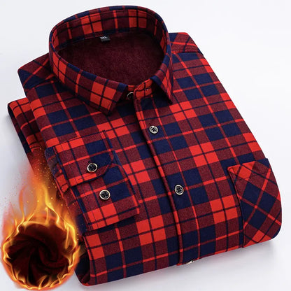 👔【Tamanhos L-5XL】A nova camisa térmica de veludo dupla face para homem para o outono e inverno é moderna e versátil.