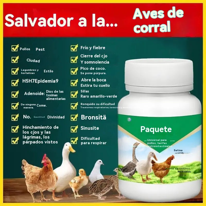 🐓🦆🐔【200/400/600 comprimidos】Aves ① Comprimidos para uso doméstico, para a saúde intestinal e respiratória, utilização em quintas, alimentação geral de galinhas, patos, gansos e aves.
