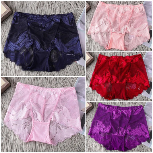 【5/10 peças】Calcinha feminina sexy e respirável de cintura média