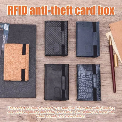🎁Carteira RFID em pele anti-roubo de grande capacidade.