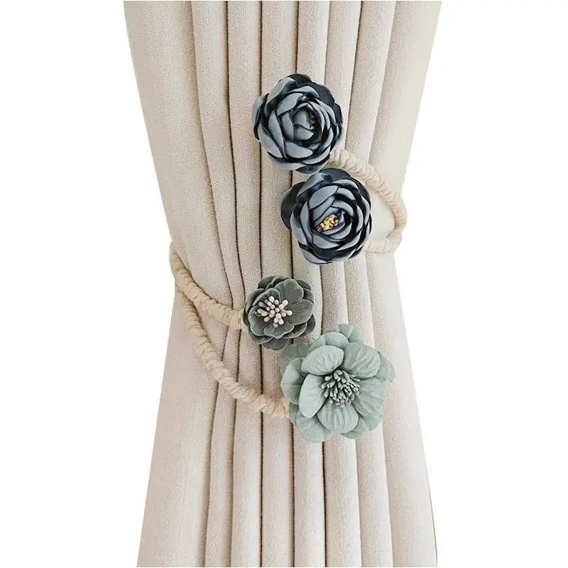 🎁Cordão para cortina com rosas (sem necessidade de furar)