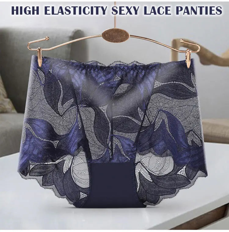 【5/10 peças】Calcinha feminina sexy e respirável de cintura média