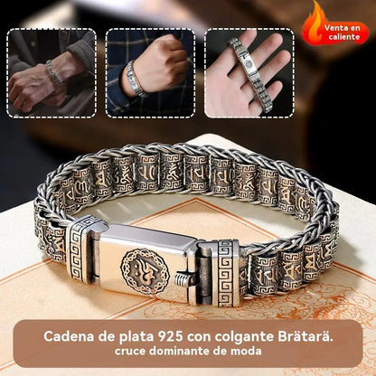 🔥Pulseira de homem prateada S925 com contas torcidas