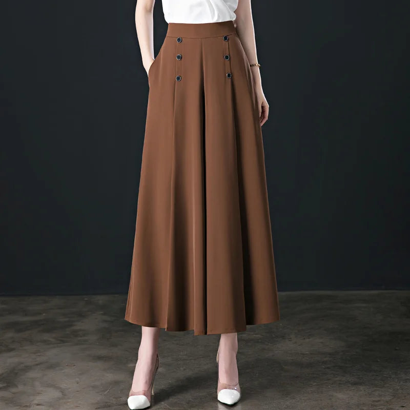 💖【M-5XL】Saia feminina moderna com drapeado, cintura subida e pernas largas