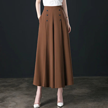 💖【M-5XL】Saia feminina moderna com drapeado, cintura subida e pernas largas