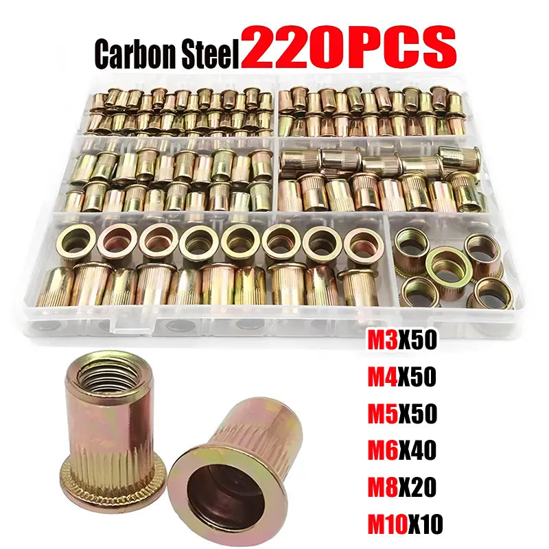 🛠️【220/440 pezzi】🔩Dadi in acciaio inossidabile, dadi zigrinati a testa piatta