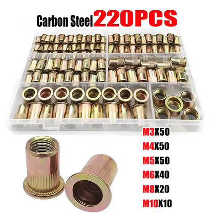 🛠️【220/440 pezzi】🔩Dadi in acciaio inossidabile, dadi zigrinati a testa piatta