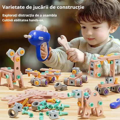 【60/103/144 peças】🌈Brinquedos de parafuso DIY: brinquedos educativos com blocos de construção simples, brinquedos, caixas de ferramentas e berbequins elétricos