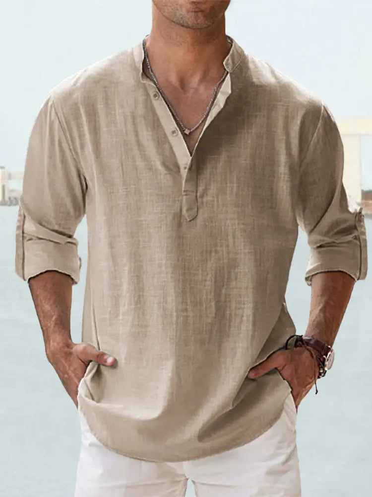 🔥【Acquista 1 e ricevi 1 gratis】【S-5XL】Camicia casual da uomo in cotone e lino a maniche lunghe