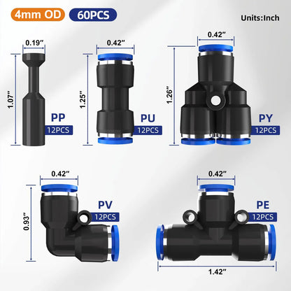 🔥✨Kit de Conector de Linha de Ar Pneumático de 1/4 de Polegadas com Conector Rápido ⚡🔧