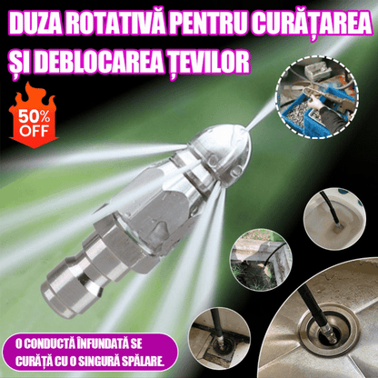 🛠️Bocal de jato de água de alta pressão, em aço inoxidável, com ligação rápida de 1/4", frontal e traseira, seis bicos, para limpeza e desentupimento de tubagens de esgoto.