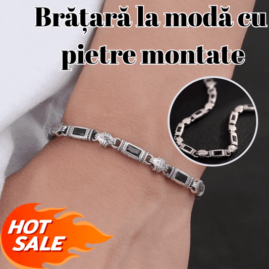Pulseira elegante para homem e mulher com pedras, durável, largura 5 mm