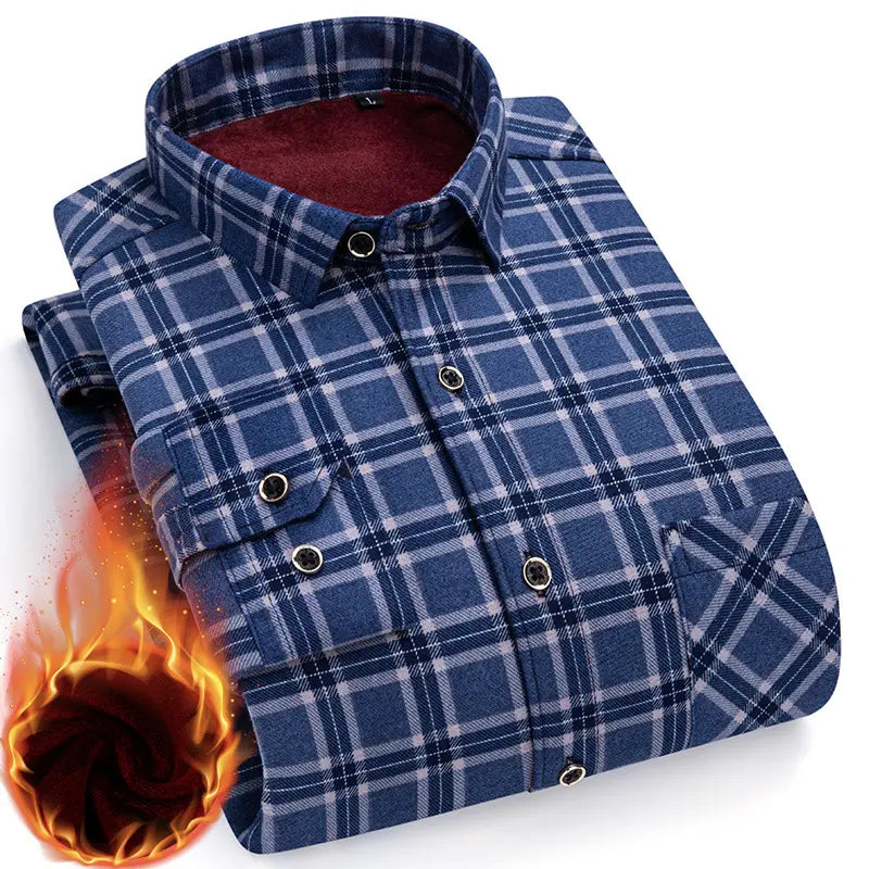 👔【Tamanhos L-5XL】A nova camisa térmica de veludo dupla face para homem para o outono e inverno é moderna e versátil.