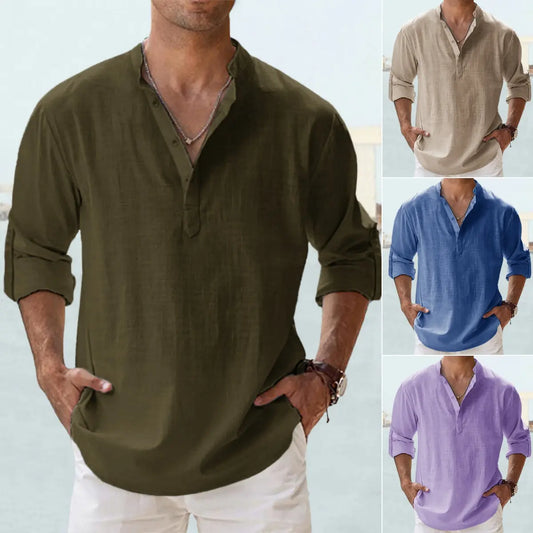🔥【Acquista 1 e ricevi 1 gratis】【S-5XL】Camicia casual da uomo in cotone e lino a maniche lunghe