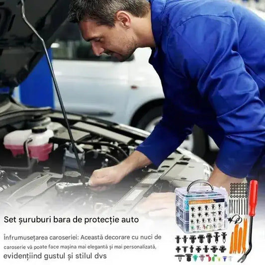 🔥🔥【680 peças + ferramentas de 6 polegadas + conjunto de quatro peças + almofada de esponja + braçadeira de cabo】🧰🛠️Conjunto de fivelas de plástico para parafusos de expansão automóvel