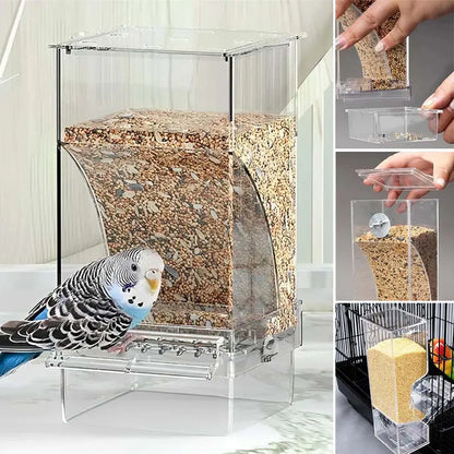 🐦Mangiatoia automatica anti-spreco per pappagalli - Perfetta per pappagalli, merli, calopsitte e altri piccoli uccelli