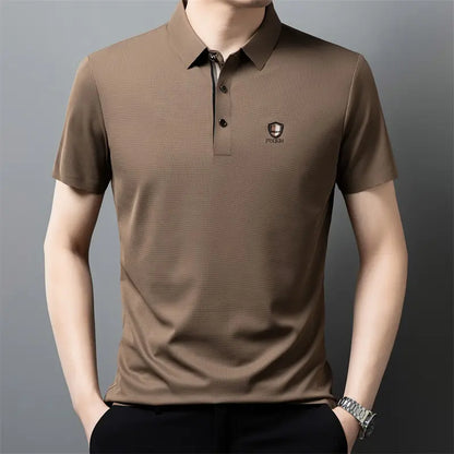 【M-4XL】Nuova polo casual a mezza manica con risvolto in seta ghiacciata estiva 2025