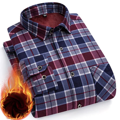 👔【Tamanhos L-5XL】A nova camisa térmica de veludo dupla face para homem para o outono e inverno é moderna e versátil.