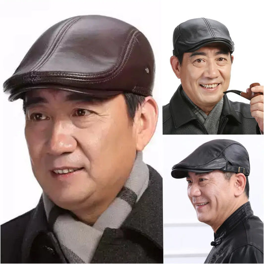 🐏【Acquista 1 e ricevi 1 gratis】 Cappello in pelle di pecora regolabile per uomo.