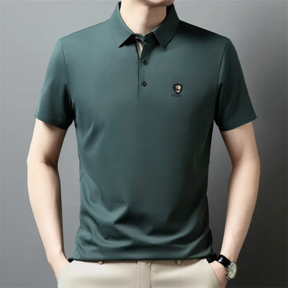 【M-4XL】Nuova polo casual a mezza manica con risvolto in seta ghiacciata estiva 2025