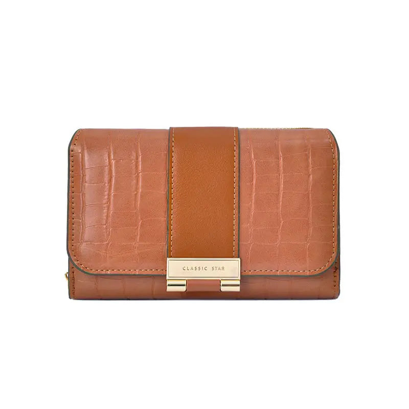 Nova carteira feminina multifuncional com estampado de crocodilo.