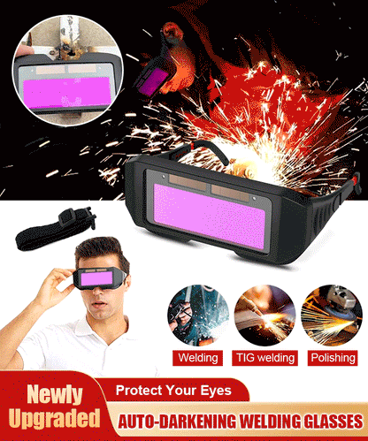 【Occhiali protettivi + 5 fogli protettivi + fascia per capelli】🔥Occhiali di sicurezza per saldatura auto-oscuranti.