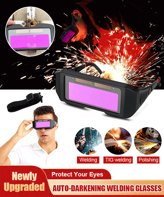 【Occhiali protettivi + 5 fogli protettivi + fascia per capelli】🔥Occhiali di sicurezza per saldatura auto-oscuranti.