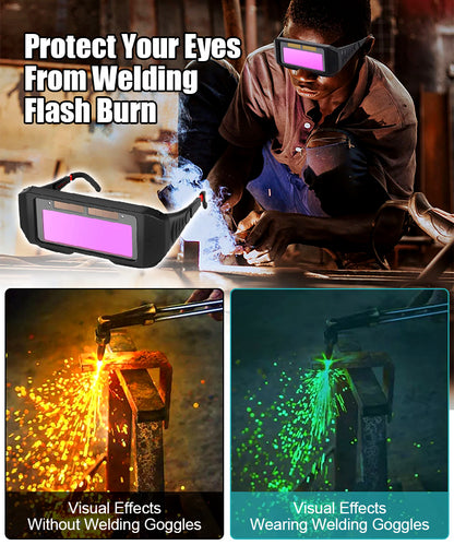 【Occhiali protettivi + 5 fogli protettivi + fascia per capelli】🔥Occhiali di sicurezza per saldatura auto-oscuranti.