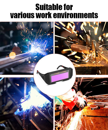 【Occhiali protettivi + 5 fogli protettivi + fascia per capelli】🔥Occhiali di sicurezza per saldatura auto-oscuranti.