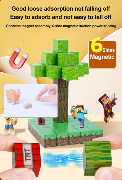"Minecraft"【48/96/144 pezzi】🤣 Blocchi da costruzione magnetici deformabili