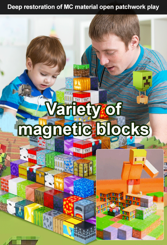 "Minecraft"【48/96/144 pezzi】🤣 Blocchi da costruzione magnetici deformabili